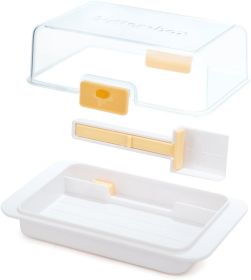 Butter Dish for Countertop and Fridge, Large Airtight Butter Box with Lid for Countertop & Travel, Clear Cover, Easy Portion Control