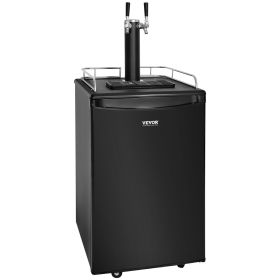 VEVOR Beer Kegerator, Dual Tap Draft Beer Dispenser, Full Size Keg Refrigerator with CO2 Cylinder, Shelves, Drip Tray & Rail