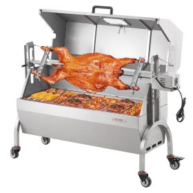 VEVOR Rotisserie Grill with Hooded Cover, BBQ Whole Pig Lamb Goat Charcoal Spit Grill, 46 Inch 132Lbs Capacity