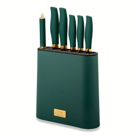 7-Piece Slim Block Knife Set - Green & Gold