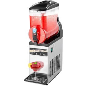 VEVOR Commercial Frozen Drink Maker, 15L Single Tank Slushy Machine, 60 Cups Stainless Steel Margarita Smoothie Frozen Drink Machine