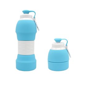 Silicone folding water bottle (Option: blue)