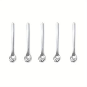 1/5pcs, Stainless Steel Hollow Out Kawaii Cat Claw Spoon, Mixing Spoon, Cake Dessert Spoon, Cookie Mold (Quantity: 5pcs, Items: Hollow Cat Claw Spoon)