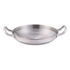 Double Ears Pan Seafood Rice Pan Fried Chicken Tray (Color: Silver, Type: 24cm)