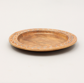 Handcrafted 13inch Wood Charger Plate Wooden Dinning Placemat Artisan Wood Tableware (Option: Brown)